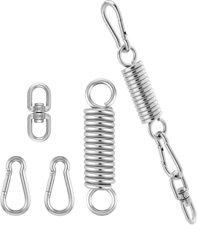 2 stuks trekveren met haken, 14.5 x 3.5 cm, zilveren ophangveren voor hangstoelen, stevige schommelveren, vervangingsonderdelen voor tuinmeubelen