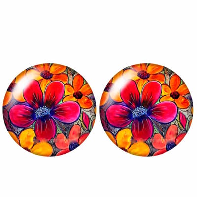 Clip Oorbellen-Gekleurde Bloem-Rood-2 cm