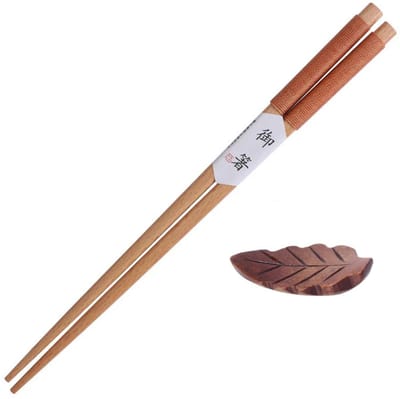 Stokjes set - Chopsticks - Eetstokjes - Hout - Japanse stijl - Chinese stijl - Sushi stokjes - 1 paar - Aziatische stokjes - Inclusief onderleggers - Jonyx