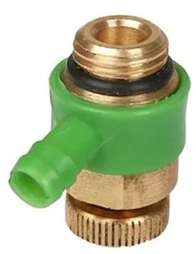 Schlösser Armaturen JS Aftapkraan met O-ring, DN10, 3/8'', van messing, met uitloopring in de kleur groen, 0018311000001
