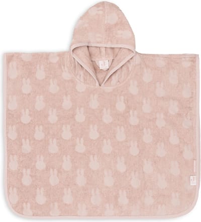 Jollein x Nijntje - Badponcho Baby Badstof - Badcape Kind met Capuchon - Miffy Jacquard - Wild Rose