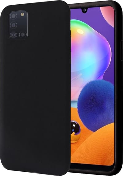 Hoesje geschikt voor Samsung Galaxy A31 - Matte Back Cover Microvezel Siliconen Case Hoes Zwart