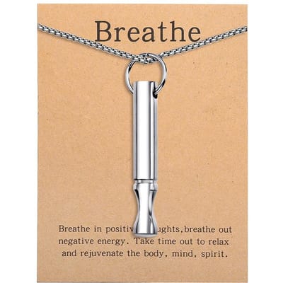 Roestvrijstalen ketting voor het verlichten van angst en stress, inclusief mindful ademhalingsoefeningen en meditatie. gray