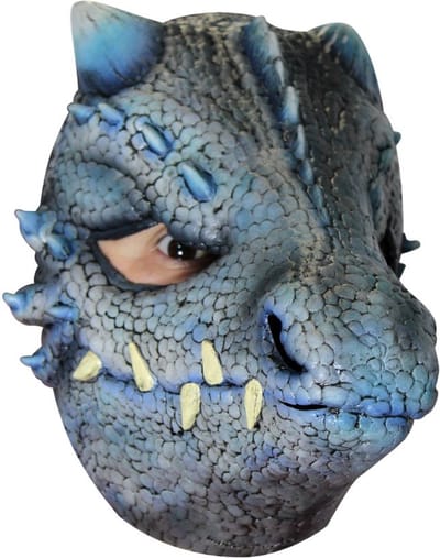 Partychimp Gezichtsmasker Winter Dragon Halloween Masker voor bij Halloween Kostuum Volwassenen - Latex - Blauw - One-size