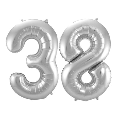 Folieballon 38 jaar - Zilver - 86 cm