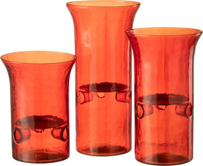 J-Line kaarshouder Bord - glas/metaal - rood - 3 stuks