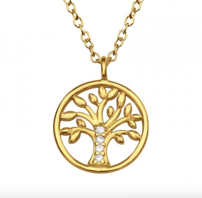 WeLoveSilver - gold plated ketting - levensboom hanger - 925 zilver