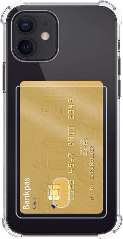 Hoes - Geschikt voor Apple iPhone 11 - Met Pashouder en Kaarthouder - Telefoon Hoesje Shockproof - Siliconen Case - Back Cover - Shock Proof - Pasjes Houder - Transparant