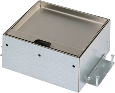 O.C.S. servicebox vloerdoos 2x stopcontact met randaarde - RVS deksel met 15mm inlegdiepte zonder oplegrand (33.72.166)