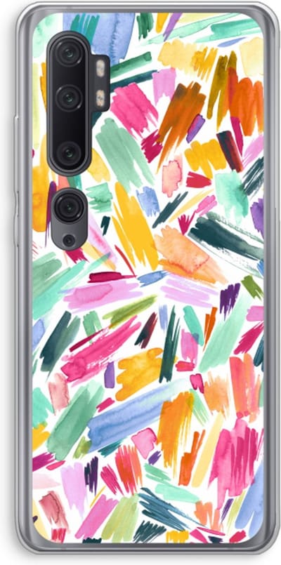 Case Company® - Hoesje geschikt voor Xiaomi Mi Note 10 hoesje - Watercolor Brushstrokes - Soft Cover Telefoonhoesje - Bescherming aan alle Kanten en Schermrand