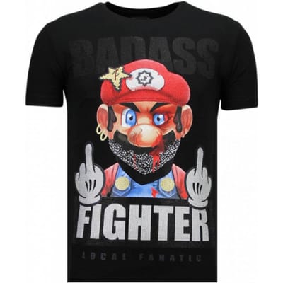 Local Fanatic Fight club mario rhinestone t-shirt