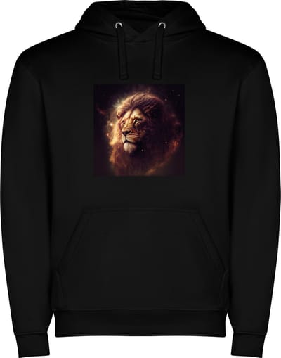 Zwarte unisex hoodie met “ Kleurrijke Sterrenbeeld Leeuw – Astrologie – Horoscoop – Zodiac Signs “ Print Full Color Color merk Roly maat S