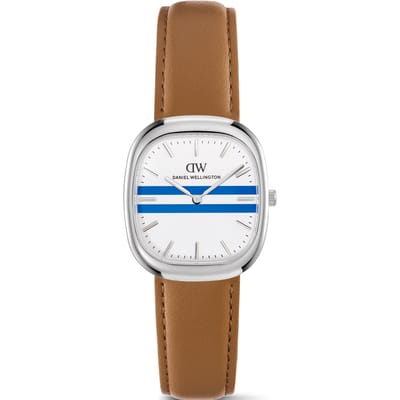 Daniel Wellington DW Watch Cort Tan Brown Leather White-Blue Silver 30mm