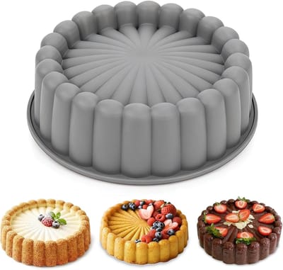 Ronde Siliconen Bakvorm 10 inch, Bloemvormig voor Laagjescake en Cheesecake, Grijs, Diameter 26 cm, Ideaal voor Bakken en Decoreren