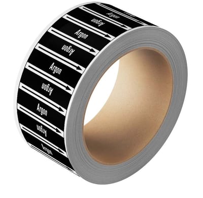 Argon leidingmarkering op rol, 25 meter 75 mm
