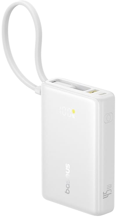 Baseus PicoGo power bank - with built-in USB-C cable - 2 x USB-C USB - 45 Watt - 10000 mAh