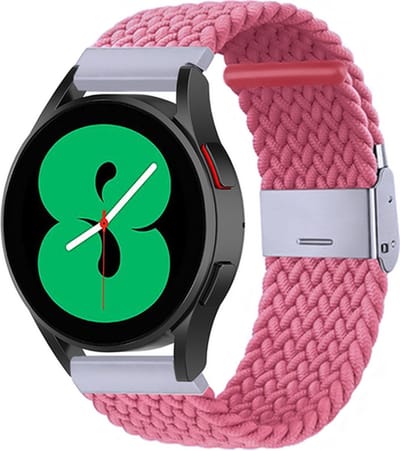 By Qubix - Braided nylon bandje 20mm - Roze - Geschikt voor Samsung Galaxy Watch 7 (40 & 44mm) - Galaxy Watch FE - Galaxy Watch 6 - Galaxy Watch 6 Pro - Galaxy Watch 5 - 5 Pro - Galaxy Watch 4 - 4 Classic - Active 2 - Watch 3 (41mm)