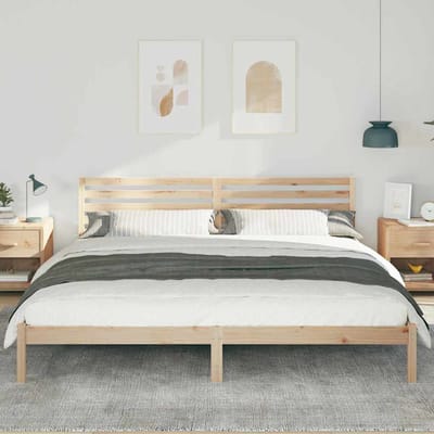 vidaXL - Bedframe - met - hoofdeinde - Bruin - 200 - x - 210 - cm - Massief - grenenhout