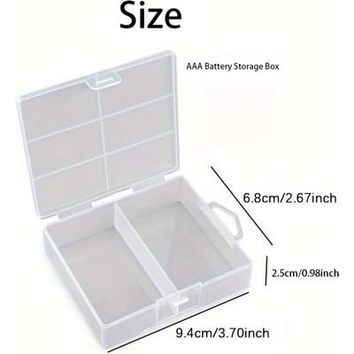 Boîte de rangement de batterie transparente polyvalente - Contient 24 piles AAA, Organisateur en plastique durable, Bacs de rangement pour l'organisation de la maison white