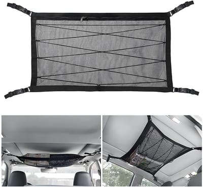 Dailygoods- Opbergnet Universeel - Bagageorganizer - Polyester - Dak-Organizer - Auto Accessoires - 70 x 50 cm - Trekkoord