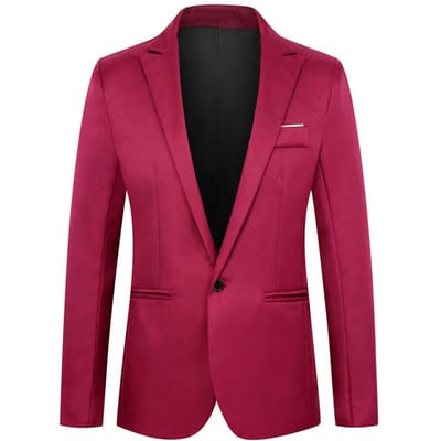 Pakjas voor dagelijks gebruik voor heren Elegant heren slim fit business voor bruiloft avondfeest Single knoop pakjas met zakken L wijnrode kleur
