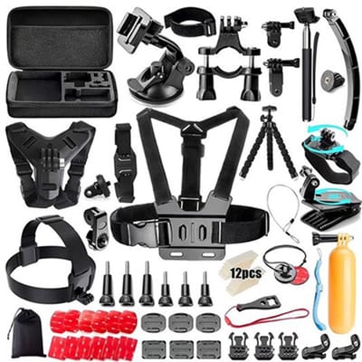 YONO Accessoires Set XL 70in1 geschikt voor GoPro Hero 13 12 11 10 - DJI Osmo - Insta360 - Chest Mount - Stick - Tas - Hoofdband