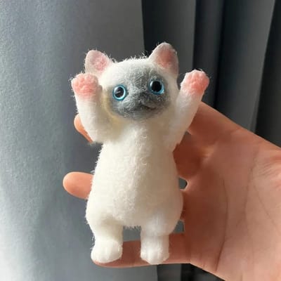 Taba Squishy Kat Speelgoed - Realistische Pluizige Kleverige Stressverlichter, Zachte Simulatie Kat Knijpspeeltje Cadeau voor Kinderen & Volwassenen wit
