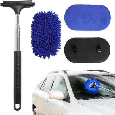 Raamwasborstel - Microvezel Cleaner - Voertuig Glas Reinigen - 180 Graden Roterende Kop - Tot 101 cm - Grijs