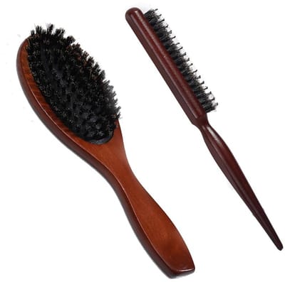 Dailygoods - Professionele Boar Bristle Haarborstel met Wildzwijnharen - 2 Stuks