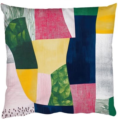 Sierkussens - Kussentjes Woonkamer - 50x50 cm - Abstract - Roze - Lappen - Vormen - Geel