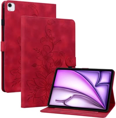Coverup Tablethoes geschikt voor Hoesje - Lily Flower Book Case - Rood