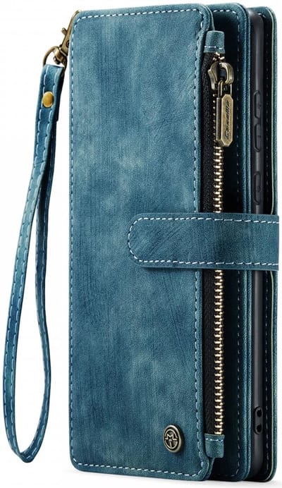 CaseMe C30 Hoesje Geschikt voor Samsung Galaxy A55 | Wallet Zipper Book Case met Pasjeshouder | Beschermhoes met Portemonnee | Blauw