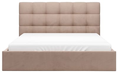 Vente-unique Bed met opbergruimte fluweel beige 160 x 200 cm
