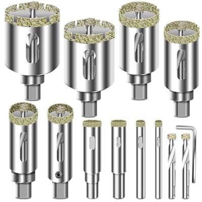 12-delige Diamant Boor Bit Set voor Tegels en Glas - Professionele Uithollingsboor voor Ceramiek, Marmer en Graniet