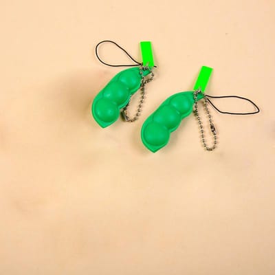 2 stuks Squishy Erwten Boon Sleutelhanger Stressverlichter Speelgoed voor Volwassenen Kinderen Antistress Decompressie Knijpspeeltje J117