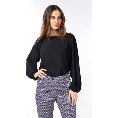 EsQualo Blouse R-neck Structure Black Größe: 36 | Longsleeves Outlet | Damen | Schwarz