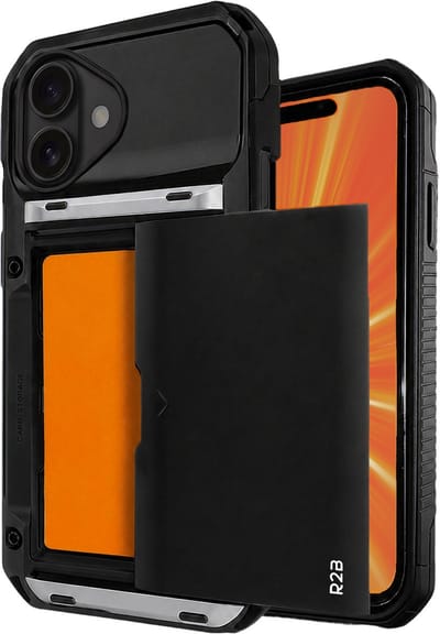 R2B Hoesje met Pasjeshouder geschikt voor iPhone 16 - 4 Pasjes - Screenprotector - Telefoonhoesjes - Gsm Hoesje - Phone Case - Model Zeist