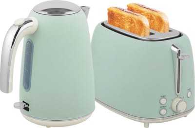 ECTEATOY® Waterkoker en Broodrooster Set - 1,7L - 2200W - RVS Ontbijtset 2 Sleuven - 7 Bruiningsniveaus - Strix Thermostaat - Lichtgroen