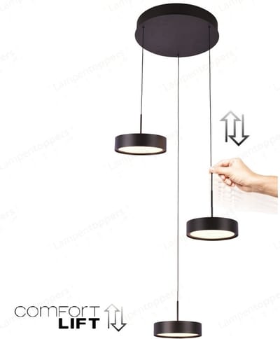 Freelight - Hanglamp Alieno 3 lichts Ø 33 cm comfortlift zwart