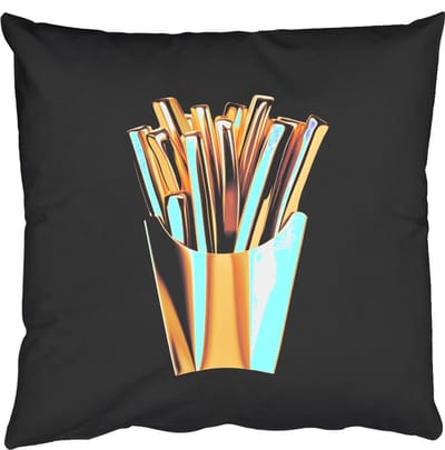 Sierkussens - Kussentjes Woonkamer - 50x50 cm - Friet - Goud - Chrome - Eten