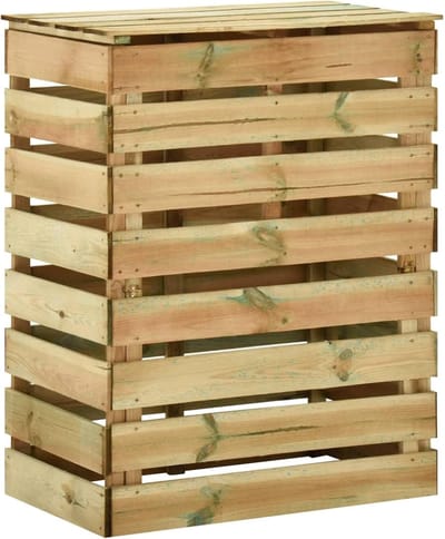 Houten Compostbak - Compostcontainer Tuin - Afval Verwerken - Lamellendesign Luchtcirculatie - 80 x 50 x 100 cm - Houtkleur