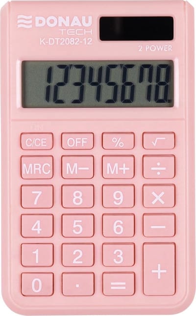 SnelShoppen - Rekenmachine Compact 8-Cijferig Roze Met Wortelfunctie - Dual Power Zonne-energie En Batterijen - Perfect Voor School, Werk, Thuis, Rugz