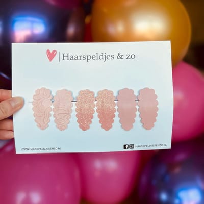 Haarspeldje Liz - golvend - setje - roze - 4 cm speldjes