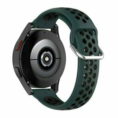 By Qubix - Siliconen sportbandje met gesp - Donkergroen + zwart - geschikt voor Huawei Watch 5 - 46mm