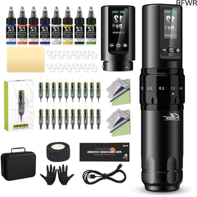 Tatoeage Machine Kit - Draadloze Pen - Artistic Ink - 7 Instelbare Slagen - 1600mAh Batterij - Zwart