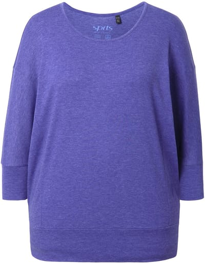 Ulla Popken - Dames - Functioneel shirt oversized boothals 3/4-mouwen - Bosbes - Maat 42+