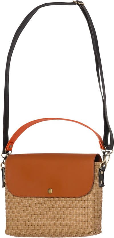 Handed By - Crossbody schoudertas - Handtas - Charlie - bruin met sienna, zwart en orranje - natural brown with sienna, black & burned orange PU