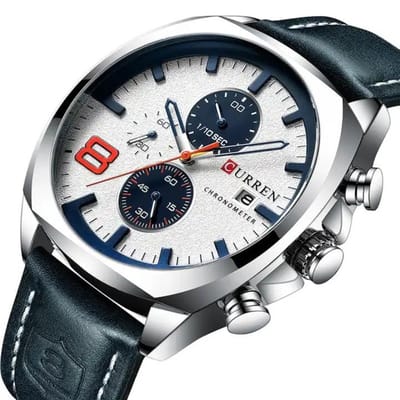 Manike 8324 Chronograaf Herenhorloge – Sportief Elegant Design – Klassiek Design – Quartz Uurwerk – Echt Leren Band – 24-uurs Subdial – 3ATM Waterbestendig – Elegant & Tijdloos – Stijlvol & Functioneel