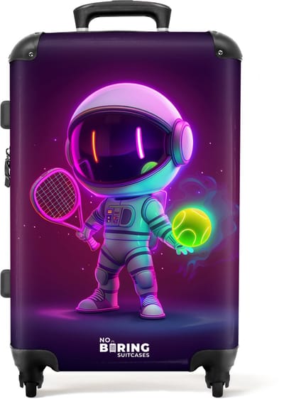 NoBoringSuitcases.com® - Kinderkoffer groot - Kindertrolley koffer - Astronaut - Tennis - Rolkoffer lichtgewicht - Reiskoffer met 4 wielen - Grote trolley XL - 20 kg bagage
