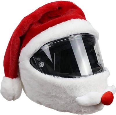 Helmhoes Kerstmuts - Feestelijke Accessoire - Helm Versieren - Beschermt Tegen Stof - Universele Pasvorm - Rood